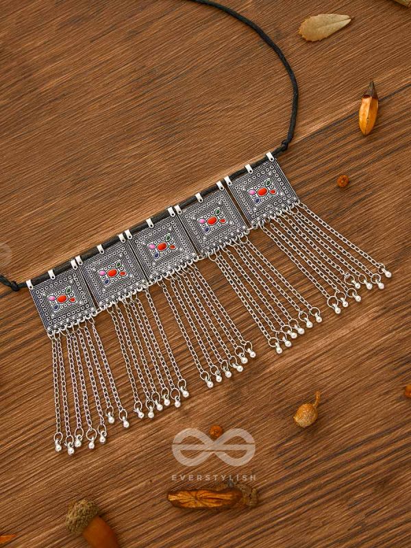 The Bohemian Geometry - Enamelled Oxidised Choker