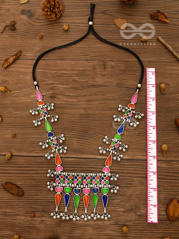 The Bohemian Jaw Droppers - Statement Set of Meenakari Neckpiece and Earrings (Multicolor)