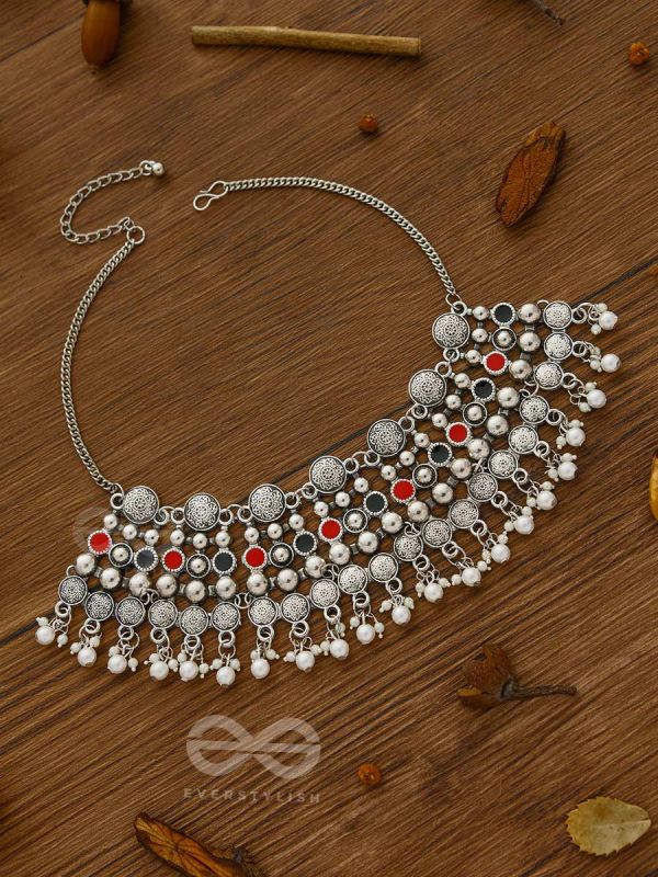 The Boho Barrage - Statement Set of Enamelled Earrings and Neckpiece