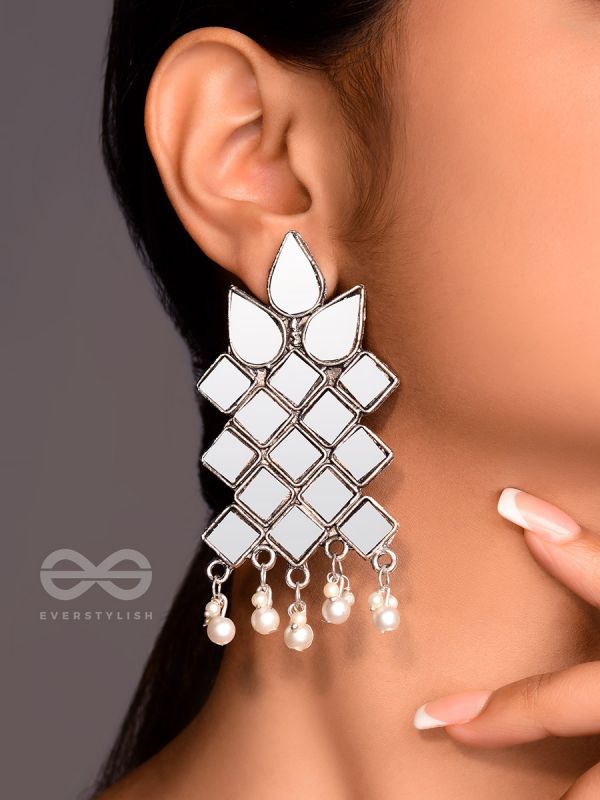 Mirrors on my Ears - Statement Embellished Earrings