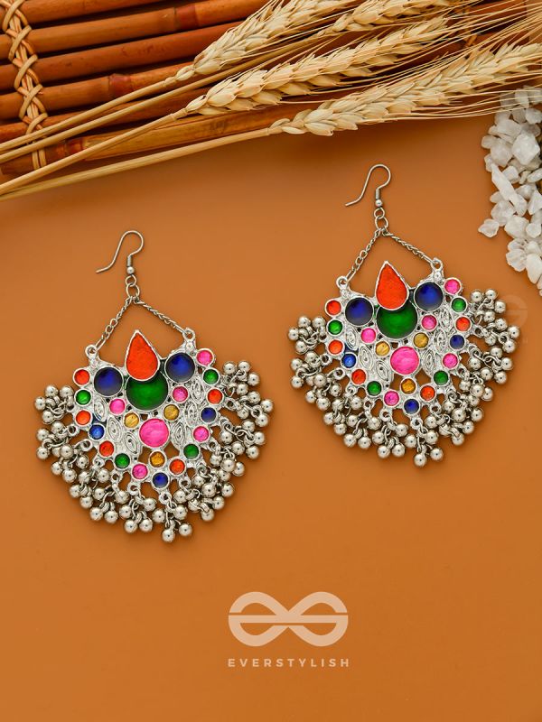 A Cascading Colourful Affair - Statement Enamelled Danglers