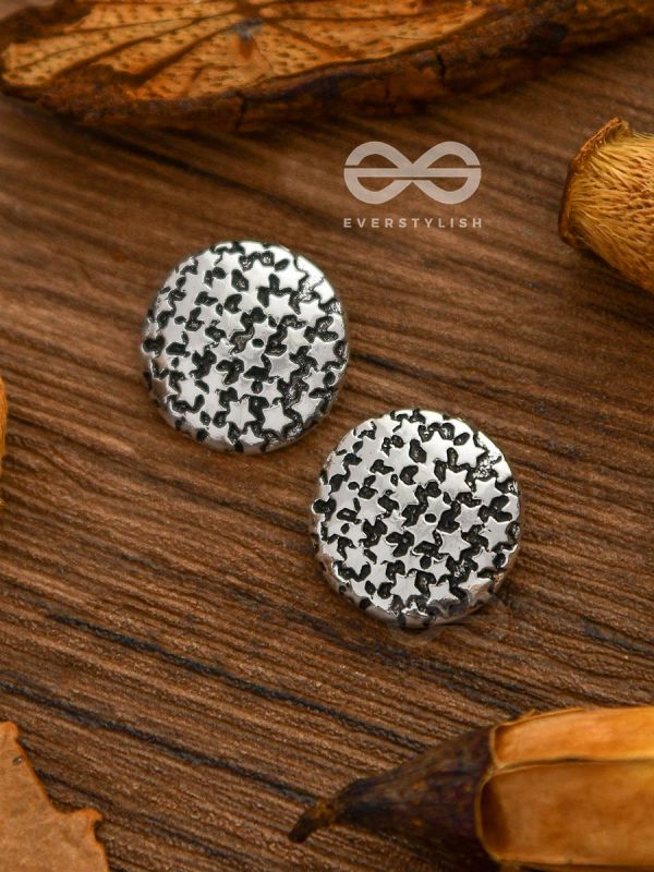 Little Carved Star Buttons - Tiny Trinket Earrings