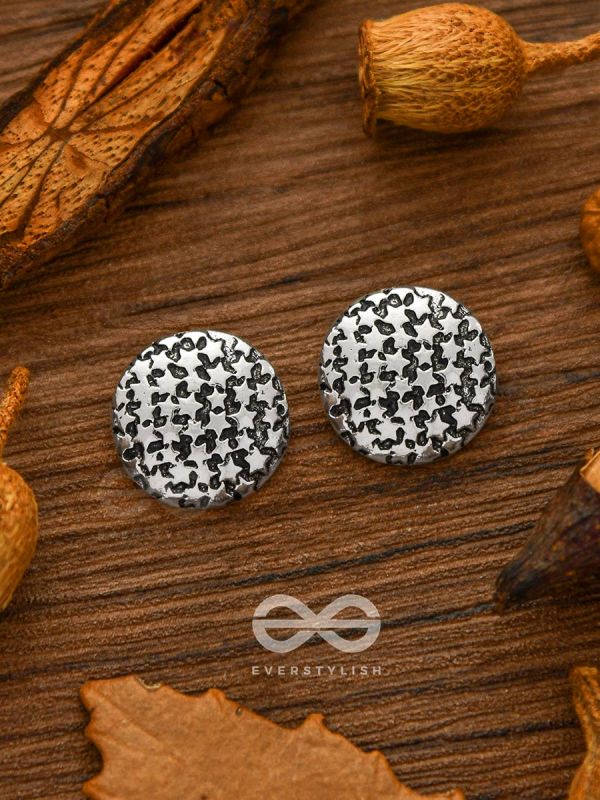 Little Carved Star Buttons - Tiny Trinket Earrings