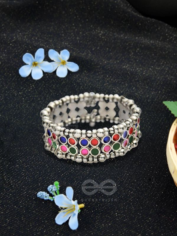 The Elegant Symmetry - Adjustable Enamelled Bracelet (Multicoloured)