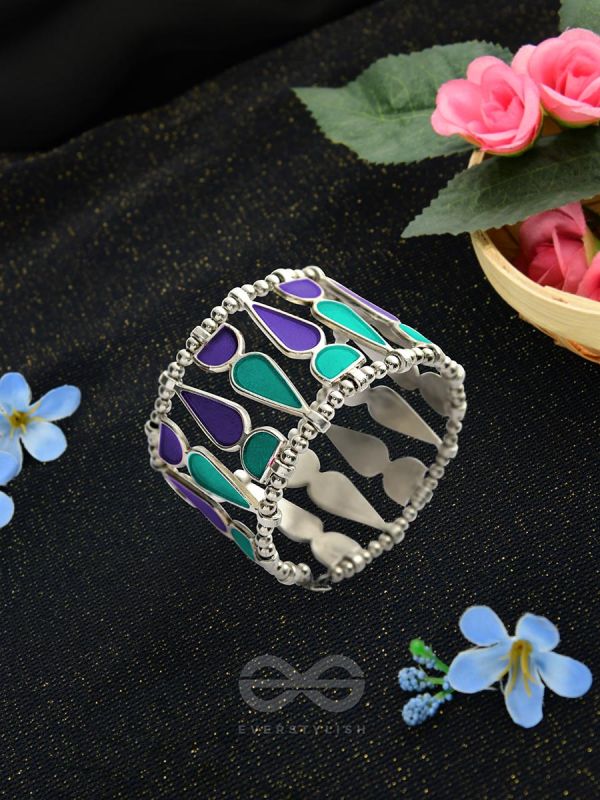 Kaliedoscope of Colours - Statement Enamelled Bracelet (Teal - Violet)