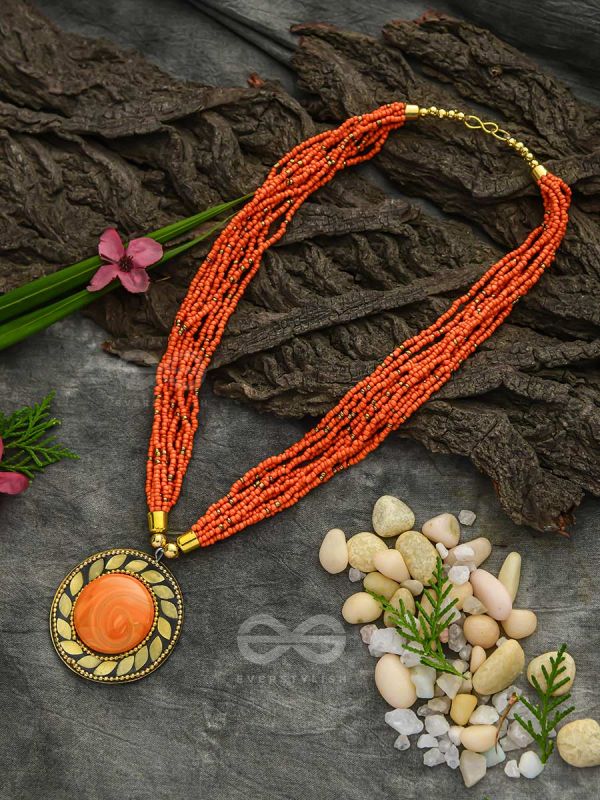 The Timeless Elegance- Beautiful Beaded Neckpiece (Aerospace Orange)