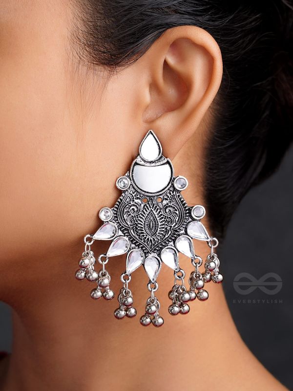 The White Willow- Oxidised Enamelled Earrings