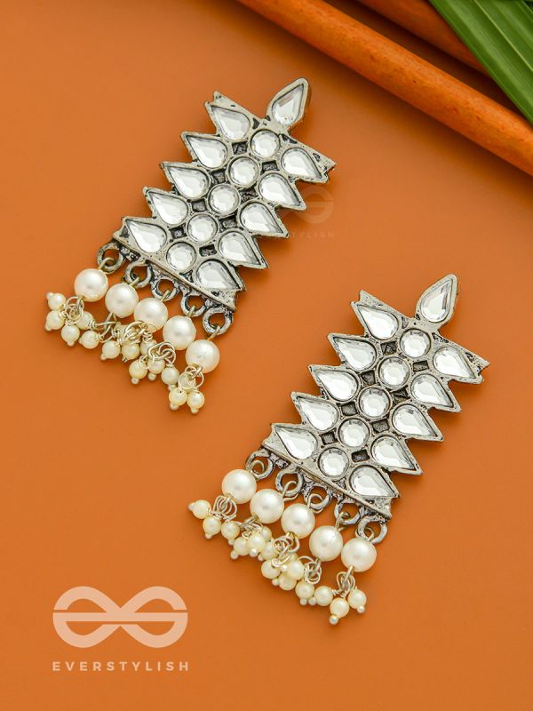 The Pristine Pine- Oxidised Enamelled Earrings