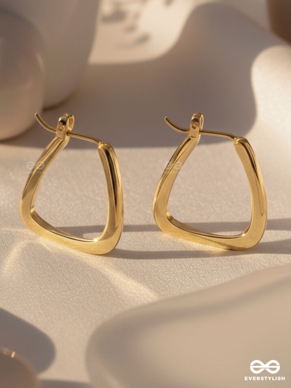 Sun-Kissed Squares- Geometrical Golden Earrings