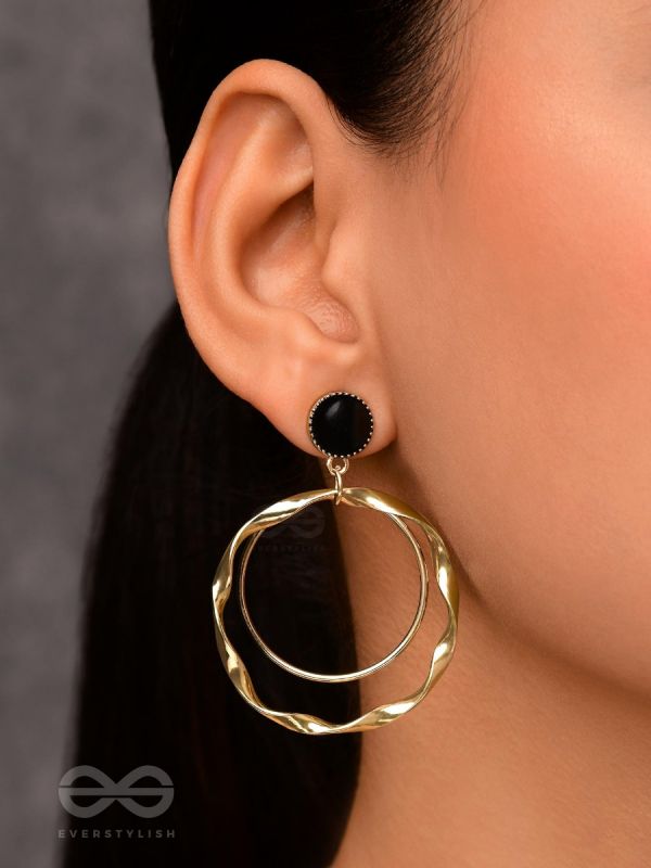 Full Circles- Black and Golden Earrings