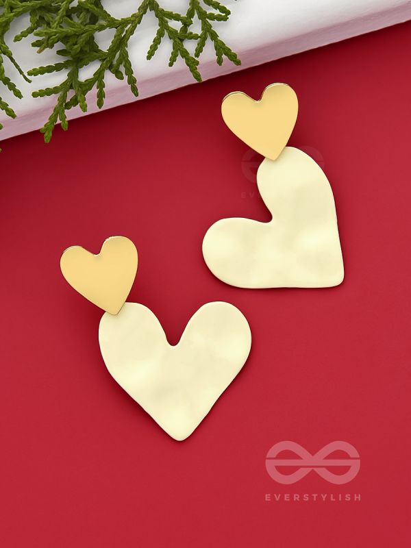 Cross My Heart- Golden Heart-Shaped Earrings