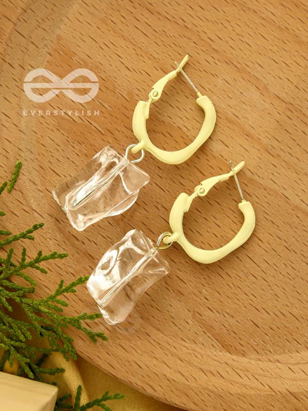 Fire and Ice- Silver and Yellow Earrings