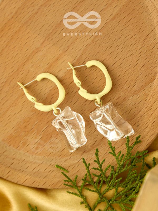 Fire and Ice- Silver and Yellow Earrings