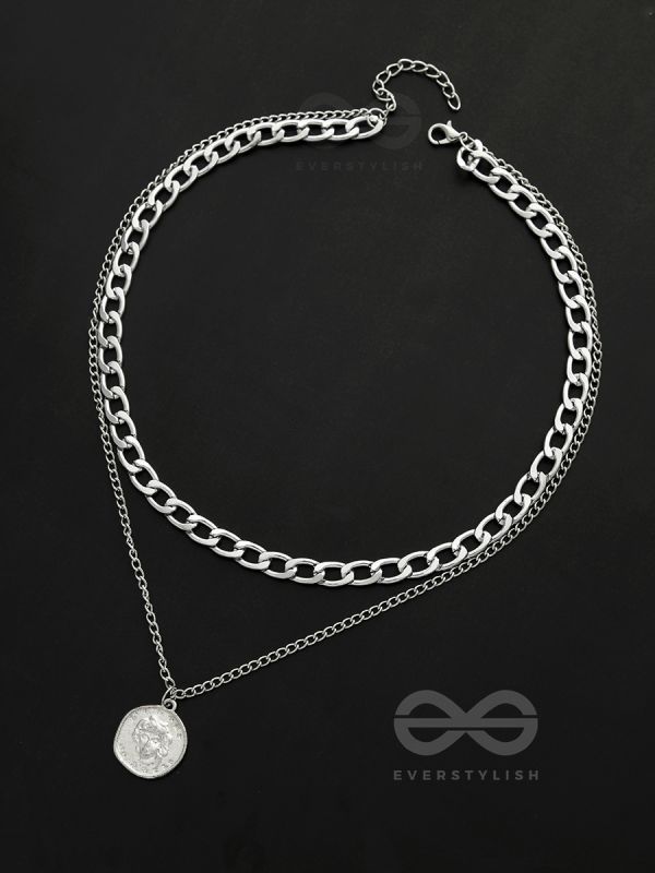 The Double Decker- Double Layer Silver Necklace