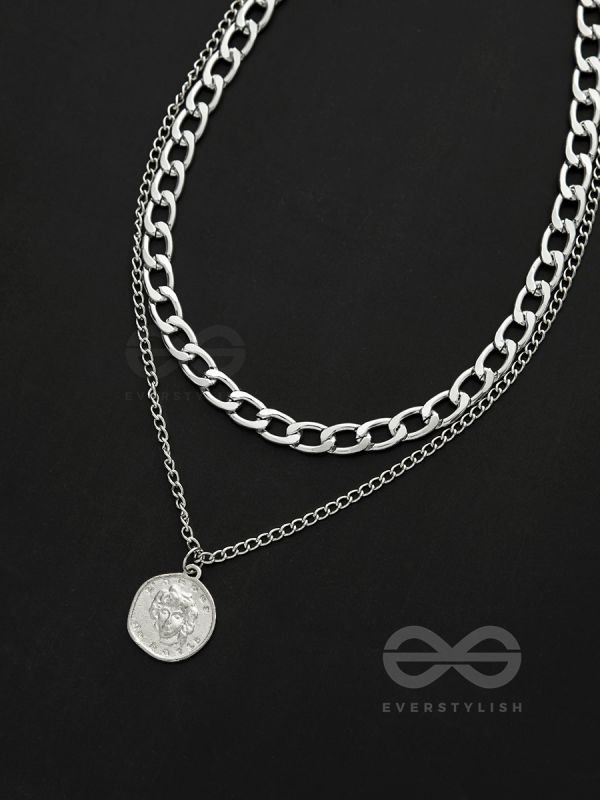 The Double Decker- Double Layer Silver Necklace