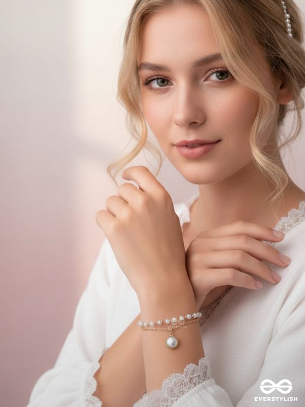 The Snow Globe- Gold Pearl Bracelet