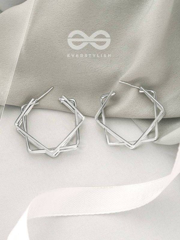 The Jumbled Squares- Chic Silver Earrings