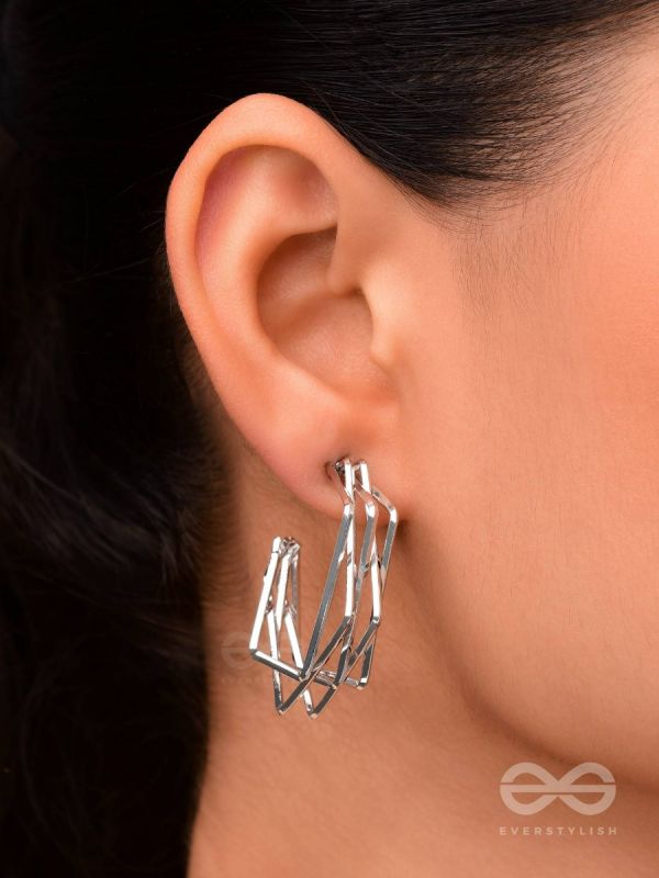 The Jumbled Squares- Chic Silver Earrings