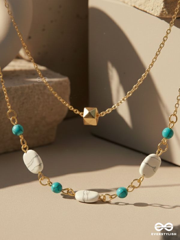 Mist N Sea - Golden Layered Necklace With Anti-Tarnish Coating