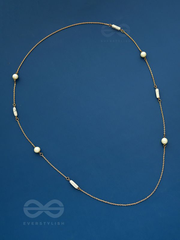 Pearls N Pebbles - Golden Pearl Necklace With Anti-Tarnish Coating 