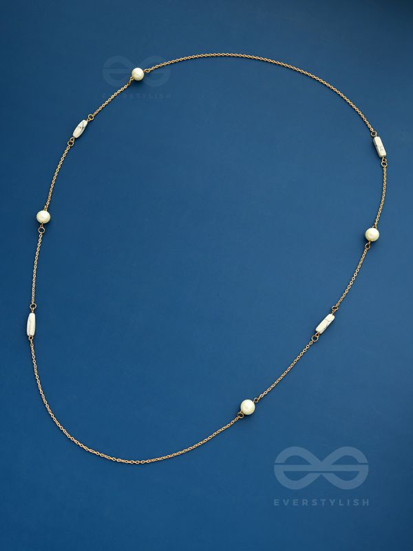 Pearls N Pebbles - Golden Pearl Necklace With Anti-Tarnish Coating 
