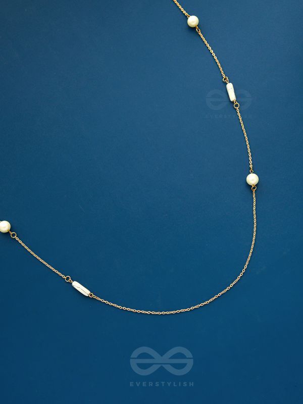 Pearls N Pebbles - Golden Pearl Necklace With Anti-Tarnish Coating 
