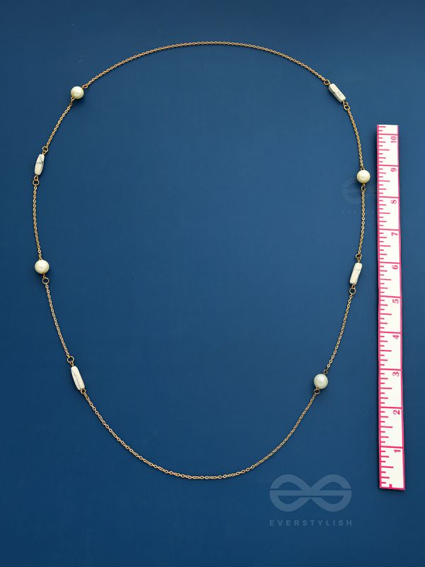 Pearls N Pebbles - Golden Pearl Necklace With Anti-Tarnish Coating 