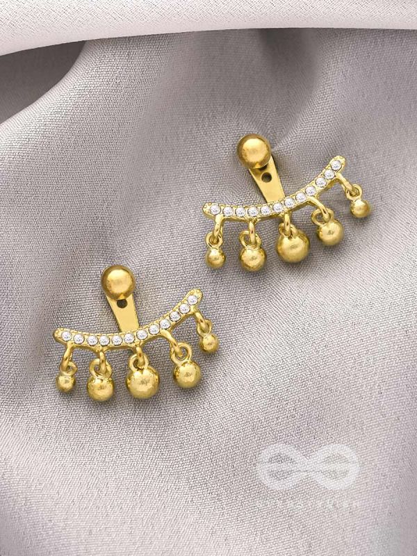 The Capsized Crown- Golden Rhinestone Ear Jackets