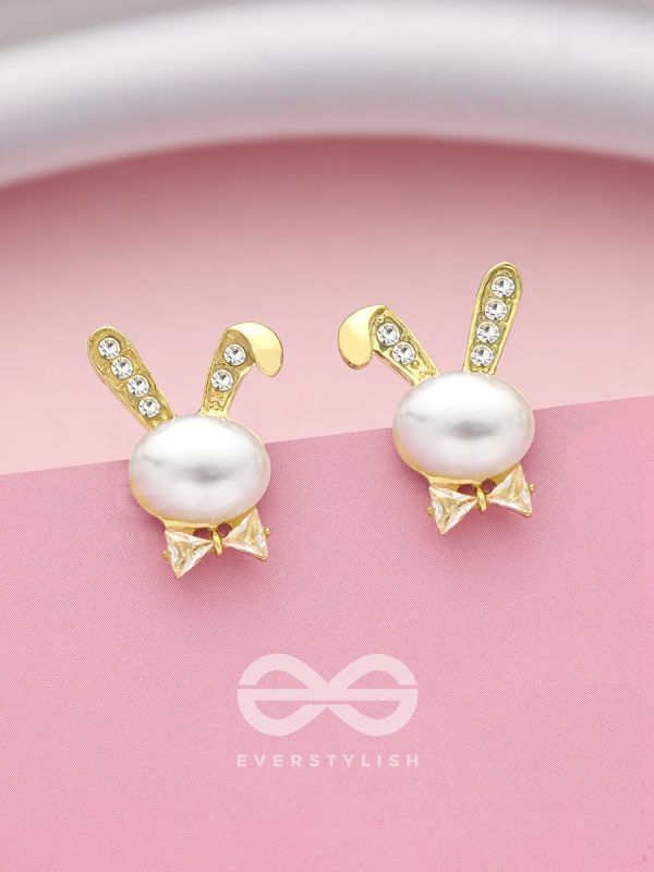 The Pearly Bunny- Golden Pearl Earrings