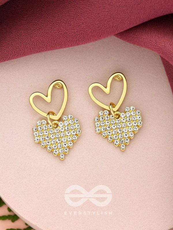 HEART-EYES- CLASSY GOLDEN RHINESTONES EARRINGS