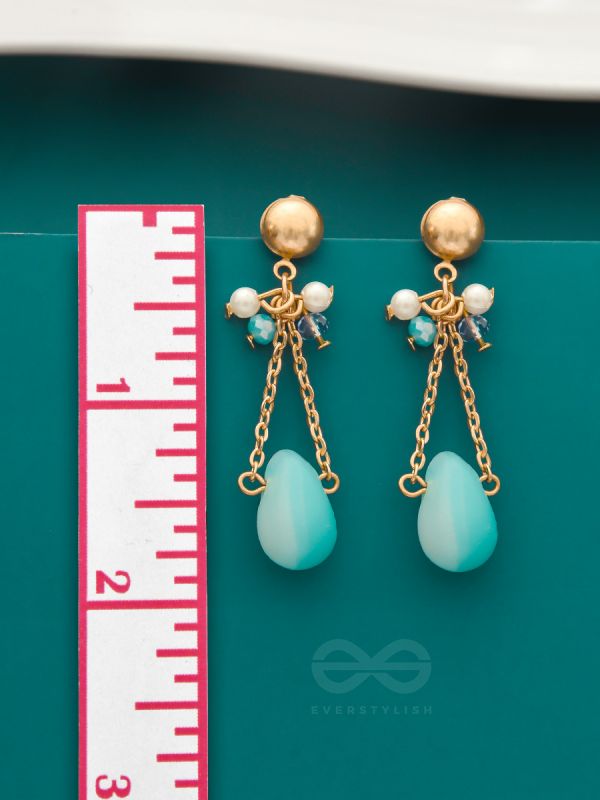 The Morning Mist- Blue and White Stone Golden Earrings