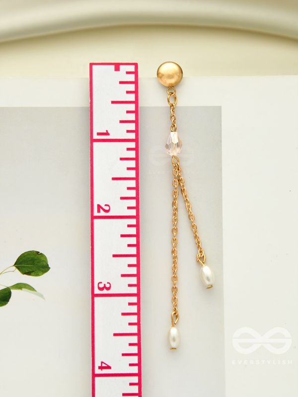 The Frozen Drops- Crystal and Pearl Studded Golden Earrings