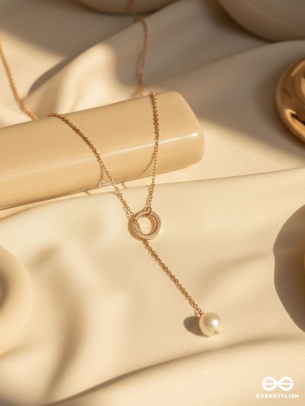 Drop-Down- Golden Pearl Necklace With Anti-Tarnish Coating 