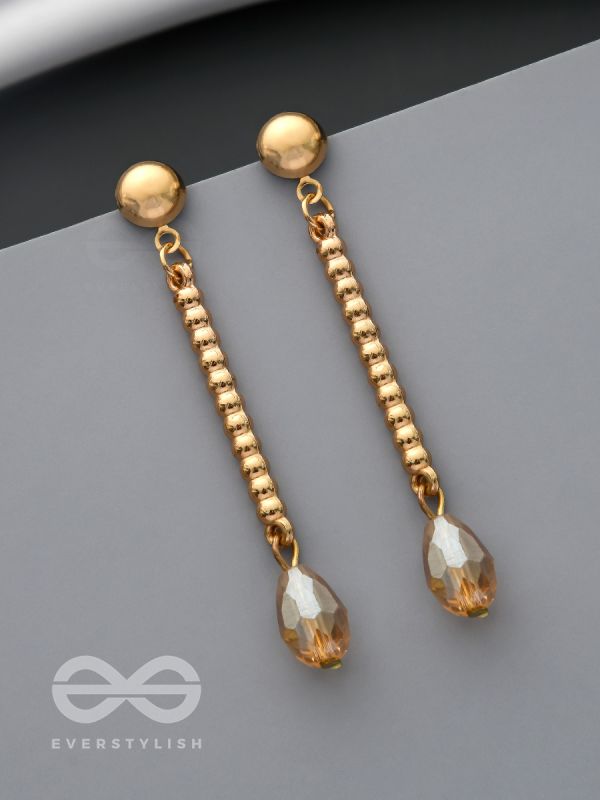 Tears of Joy- Golden Crystal Beads Earrings