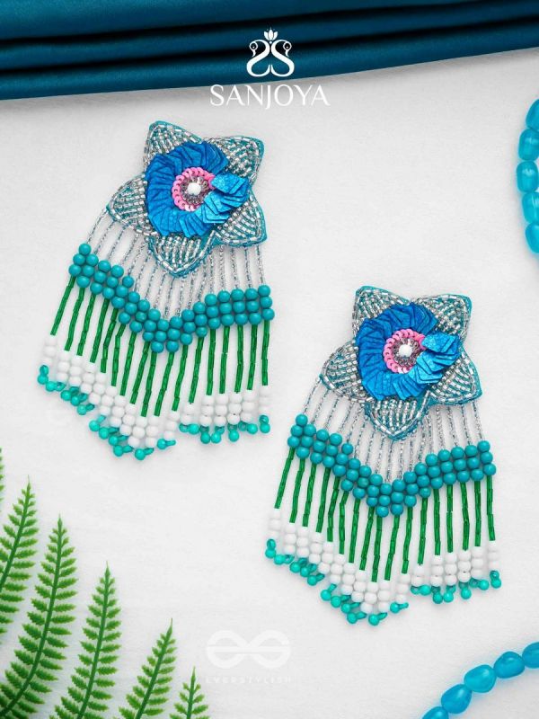 Tarankit- The Star- Beads, Sequins and Cutdana Embroidered Earrings 