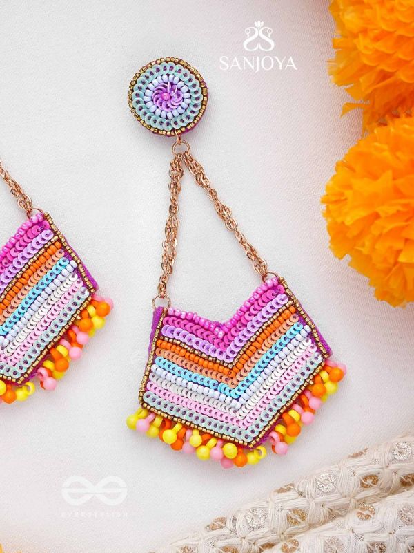 IDHANT- THE LUMINOUS- SEQUINS and BEADS EMBROIDERED EARRINGS (Multicoloured)