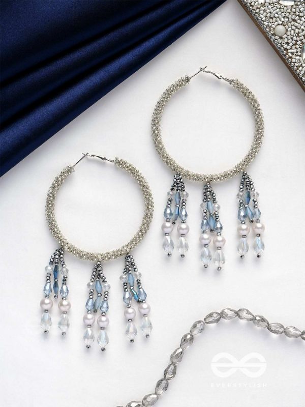 Ashmana- The Raining Cloud- Pearls and Beads Embroidered Earrings