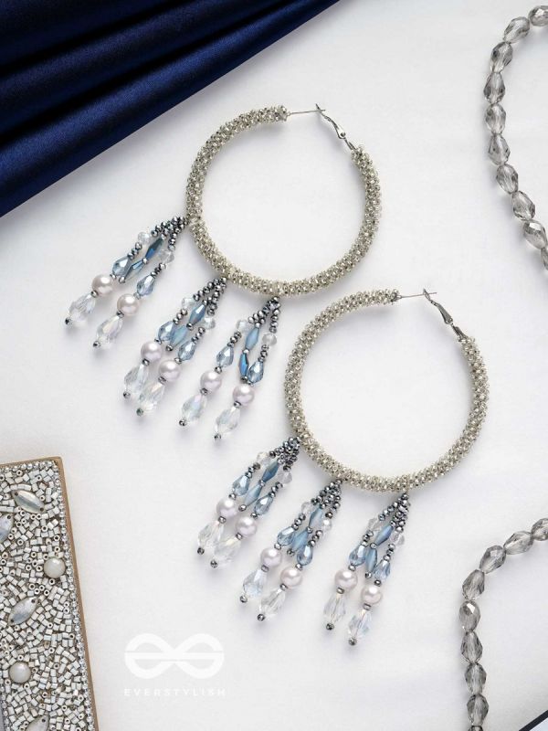 Ashmana- The Raining Cloud- Pearls and Beads Embroidered Earrings