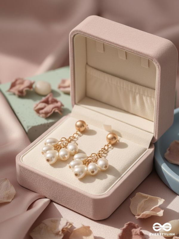The Pearl Branch- Golden Pearl Earrings