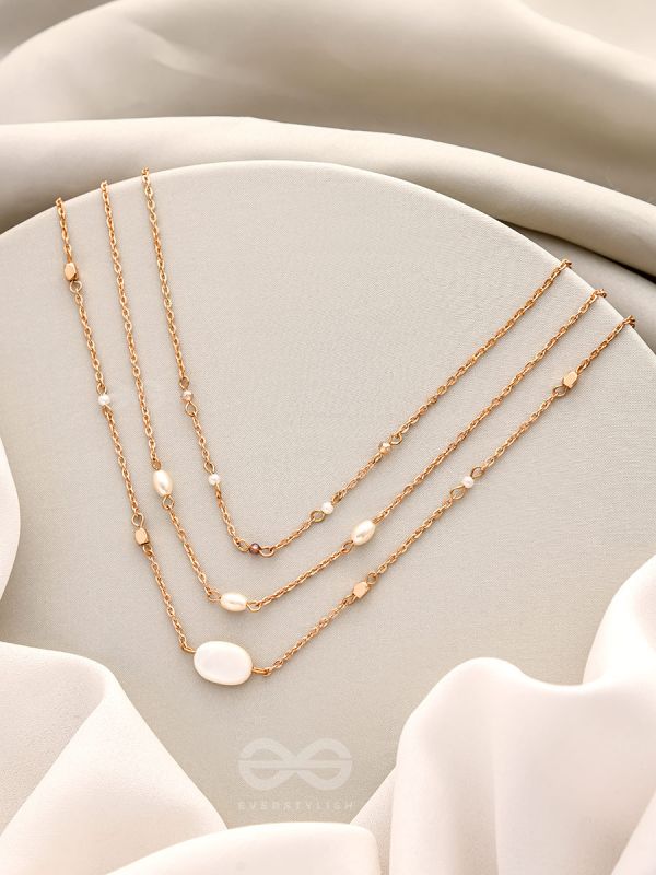 Lost In Space- Golden Stone Layered Necklace With Anti-Tarnish Coating 