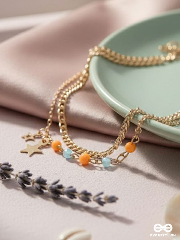 The Lucky Stars-  Golden Beads Layered Anklet