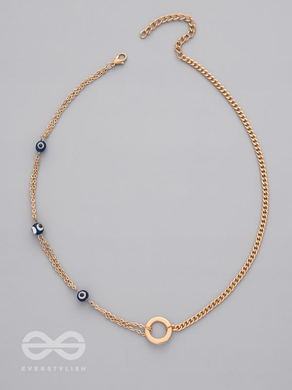 The Fairy Ring- Golden Evil Eye Necklace With Anti-Tarnish Coating 