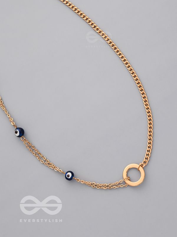 The Fairy Ring- Golden Evil Eye Necklace With Anti-Tarnish Coating 