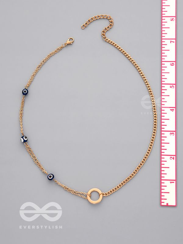 The Fairy Ring- Golden Evil Eye Necklace With Anti-Tarnish Coating 