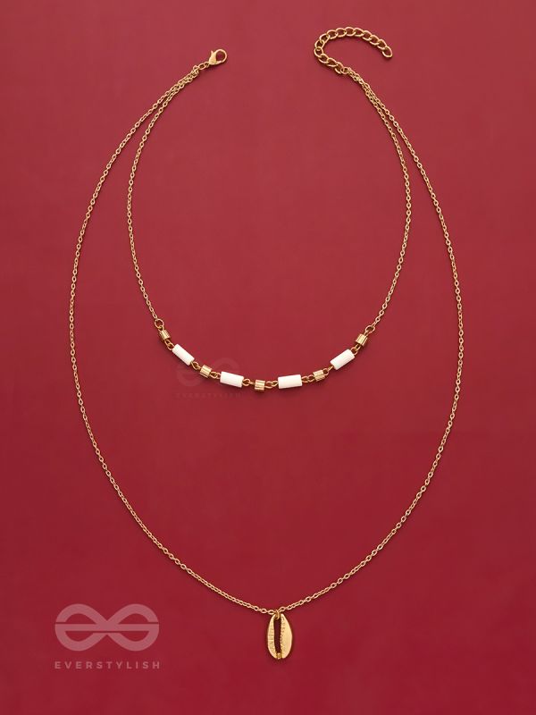 Sun N Sand - Golden Beads Layered Necklace With Anti-Tarnish Coating 