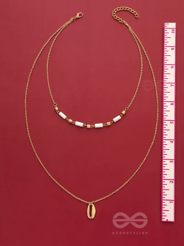 Sun N Sand - Golden Beads Layered Necklace With Anti-Tarnish Coating 