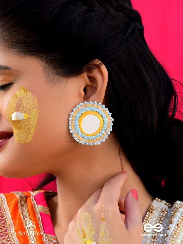 Nimrukti- The Setting Sun- Resham, Mirror and Beads Embroidered Earrings