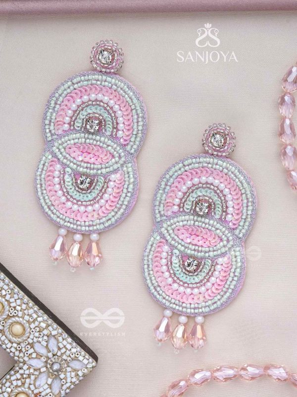Dwaidha- The Dual- Stones, Sequins and Beads Embroidered Earrings 