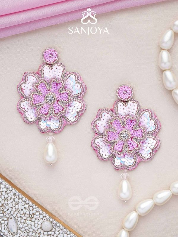 Animisa- The Bloom- Stones and Sequins Embroidered Earrings 