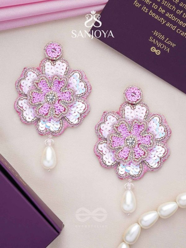 Animisa- The Bloom- Stones and Sequins Embroidered Earrings 